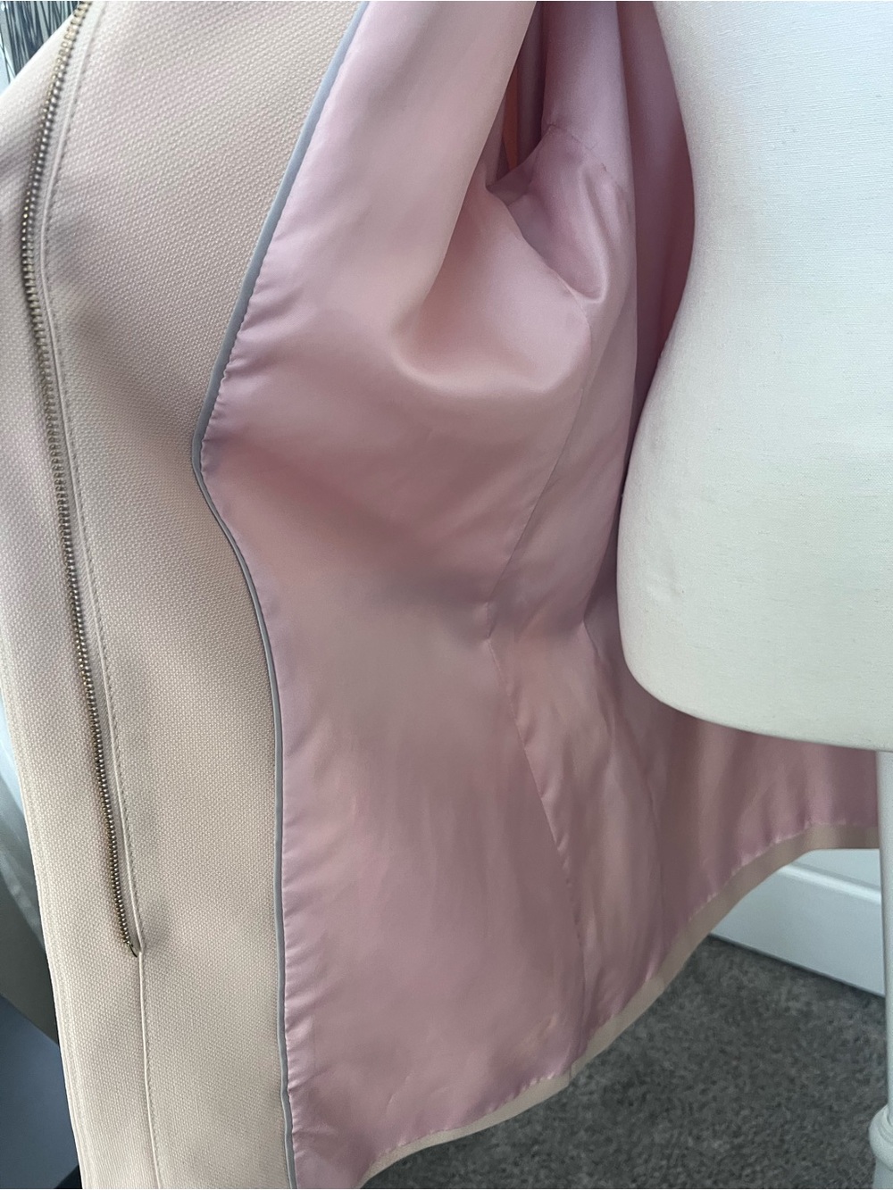 Tahari Blush Pink Longline Zip-Front Coat - Picture 6 of 13